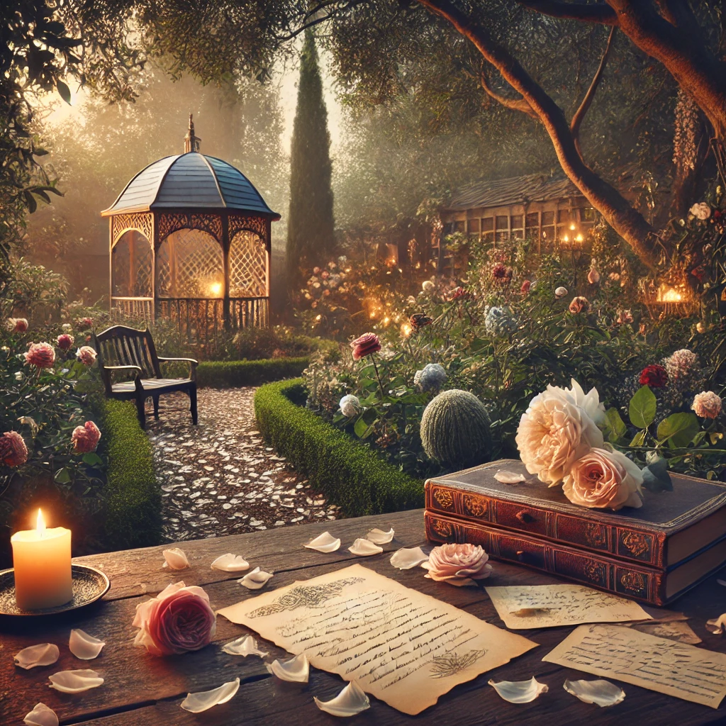 Romantic Victorian Garden with Petals